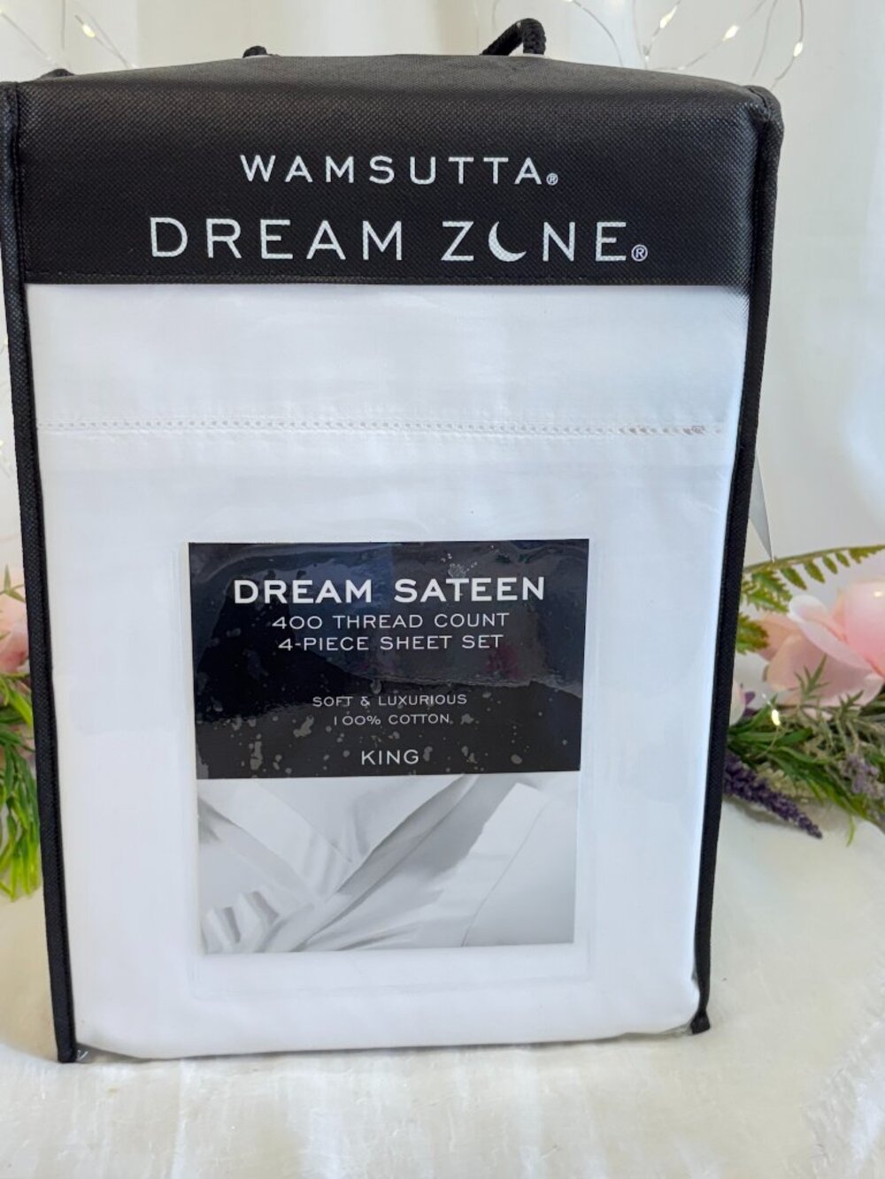 Wamsutta Dream Zone Sateen Pure White 400 TC 4 Piece Cotton King Sheet Set New